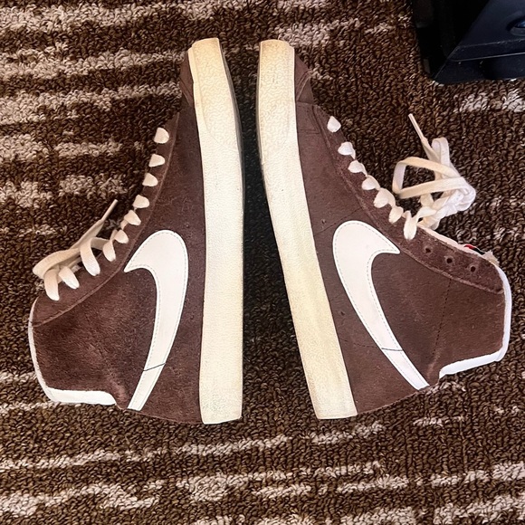 Brown and White High-Top Sneakers - Picture 1 of 5